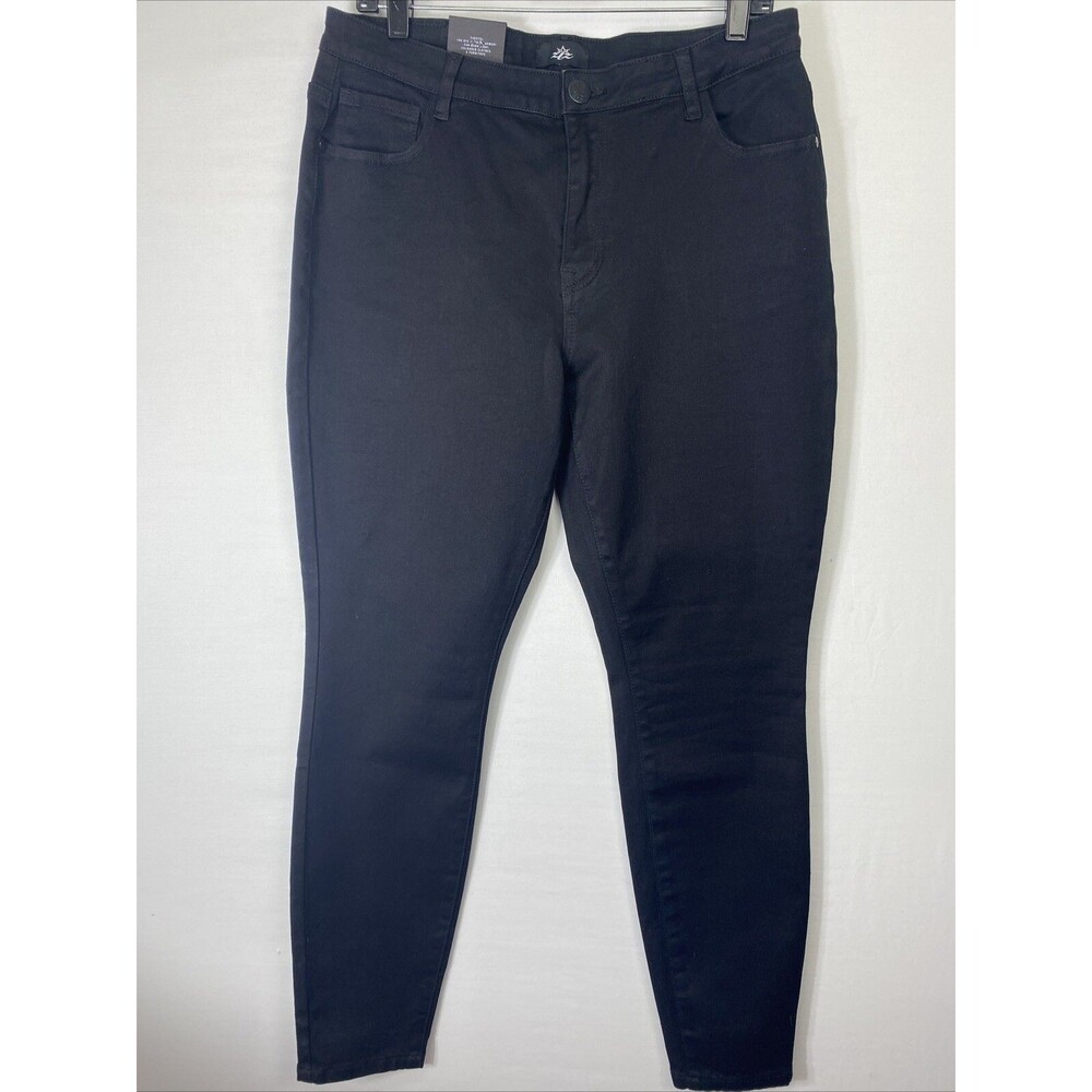 ZLZ Womens Jeans Size 16 32 Skinny Slim Fit Stretch Comfy Fashion Black Denim